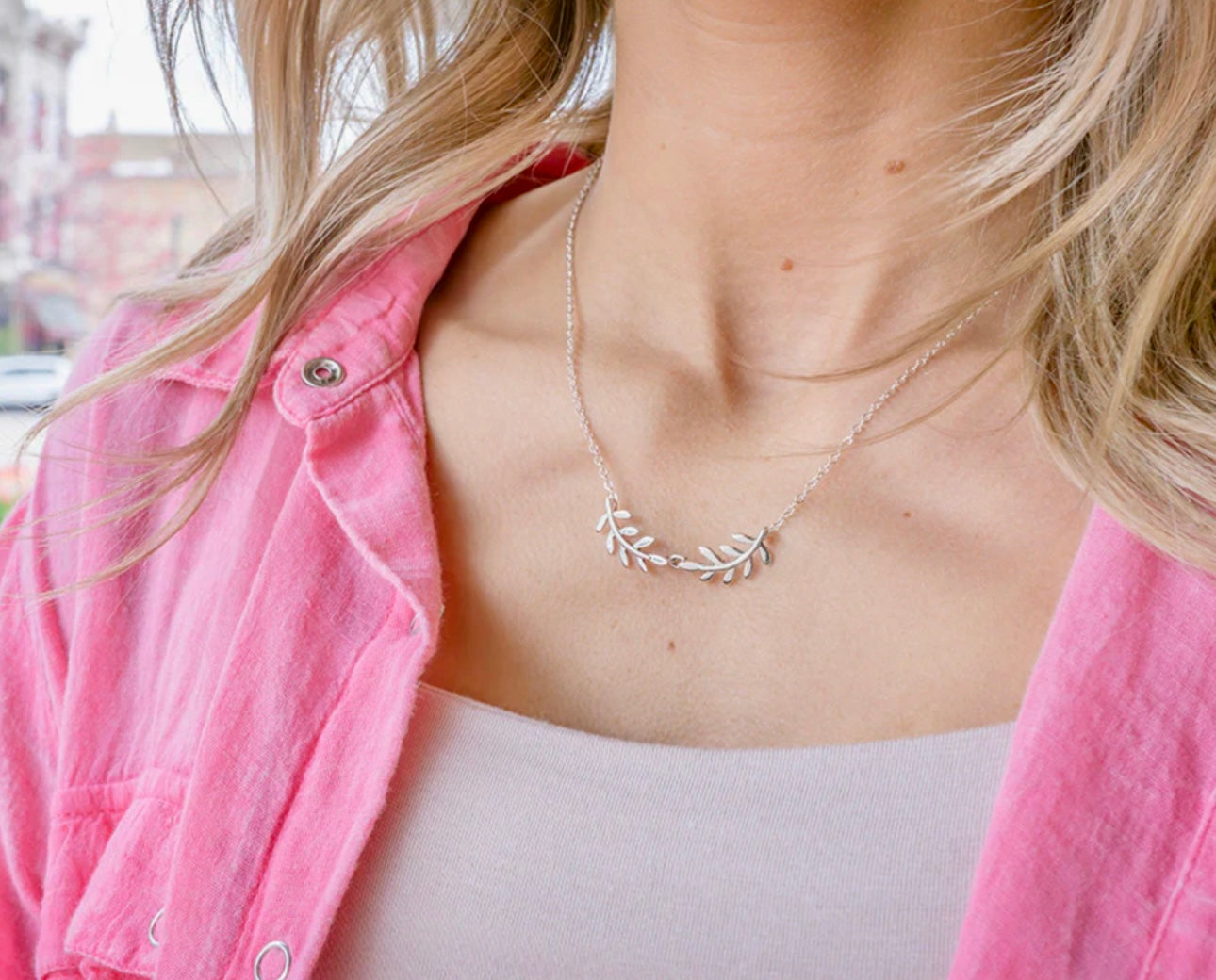 Double Laurel Sterling Silver Necklace