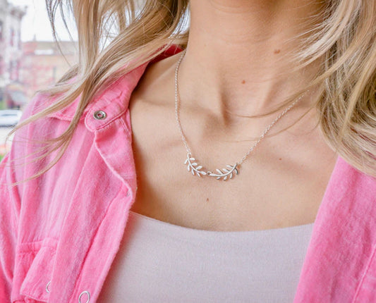 Double Laurel Sterling Silver Necklace