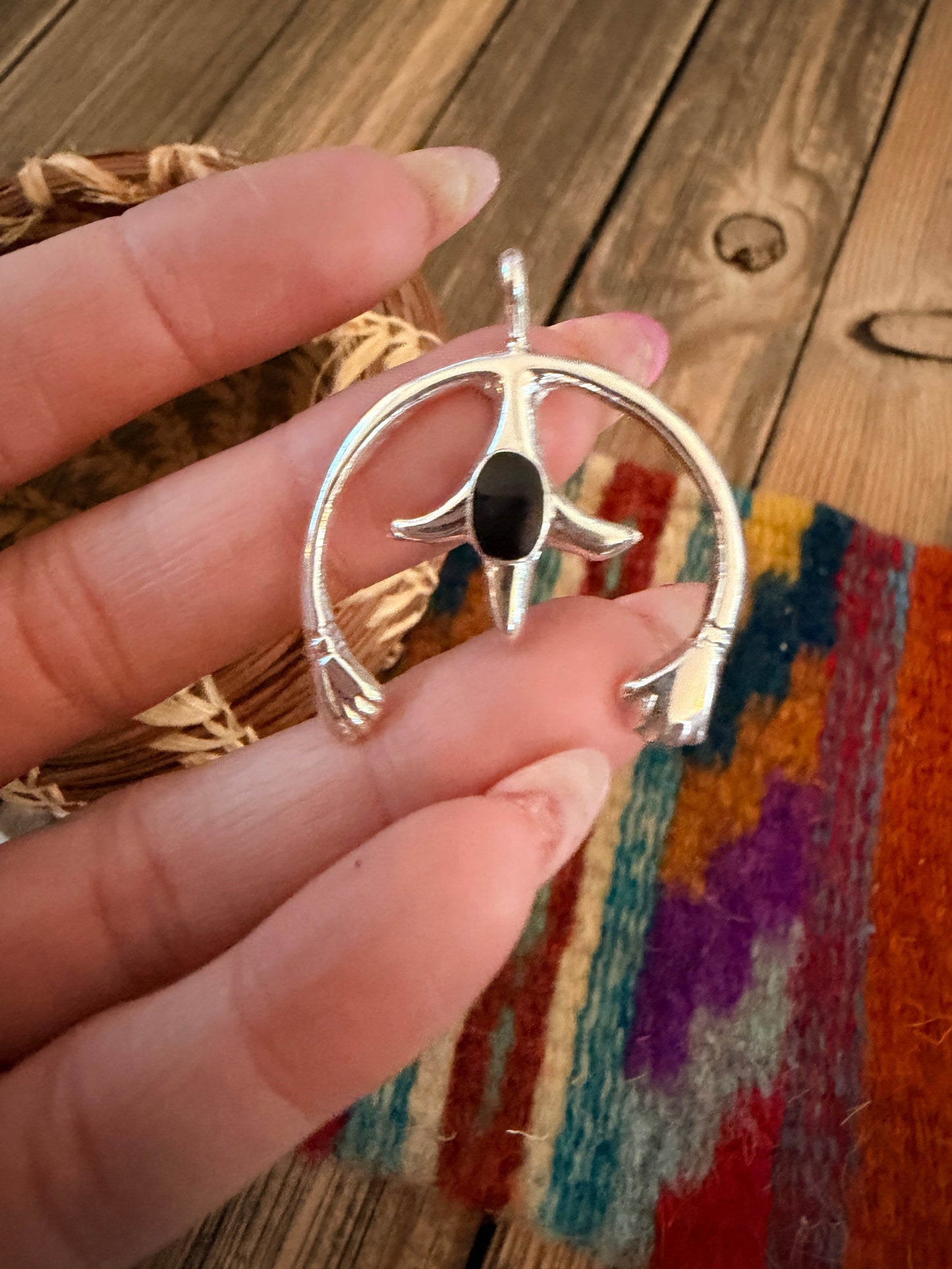 Handcrafted Sterling Silver & Black Onyx Naja Pendant by Joseph Martinez