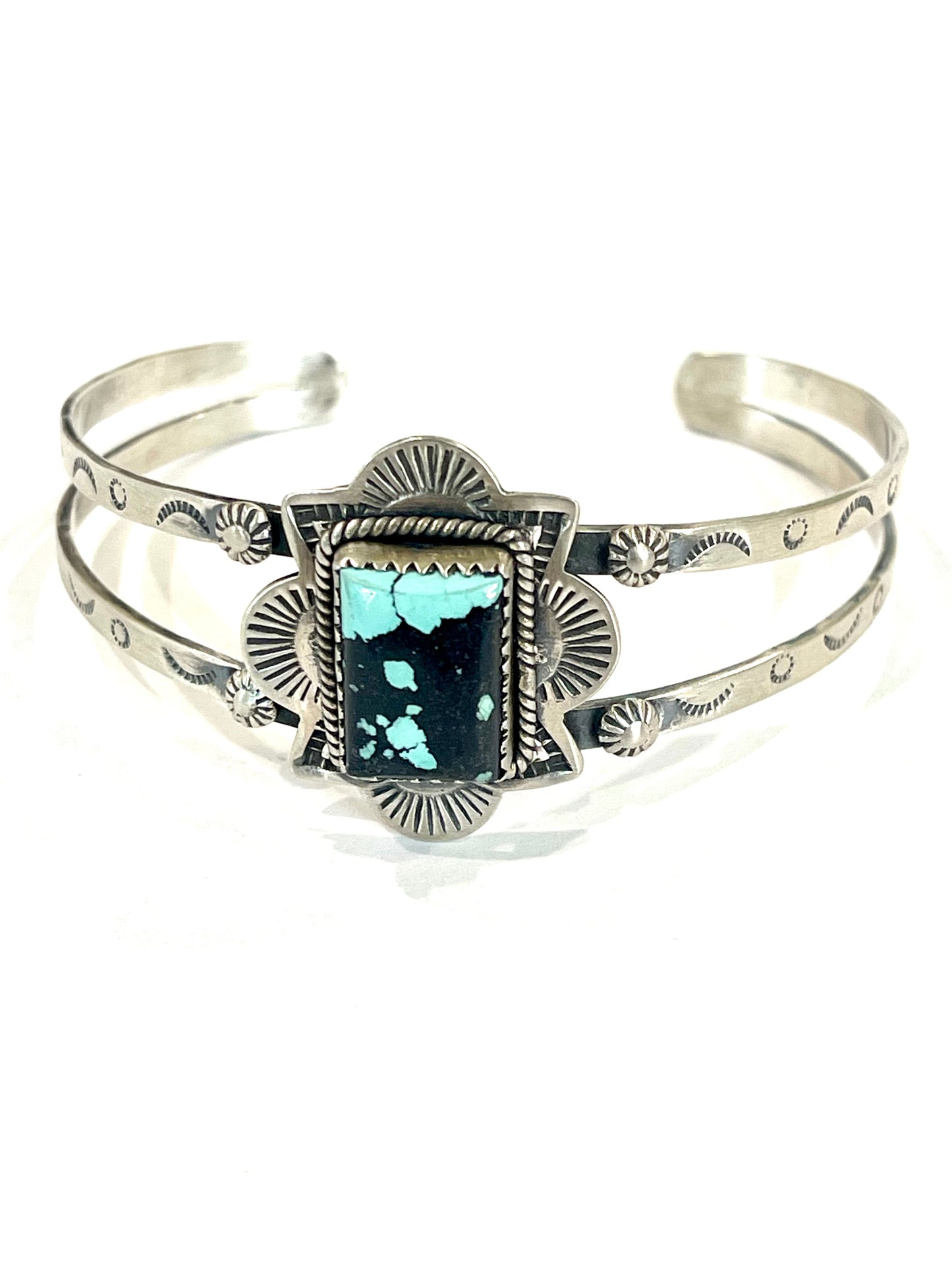 Nizhoni Handmade Sterling Silver & Number 8 Turquoise Adjustable Cuff Bracelet