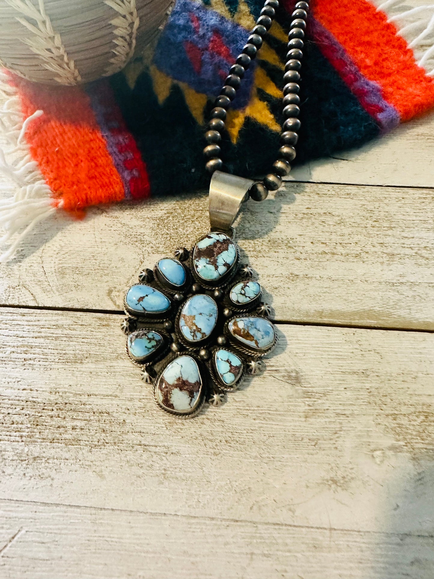 Handcrafted Golden Hills Turquoise & Sterling Silver Pendant