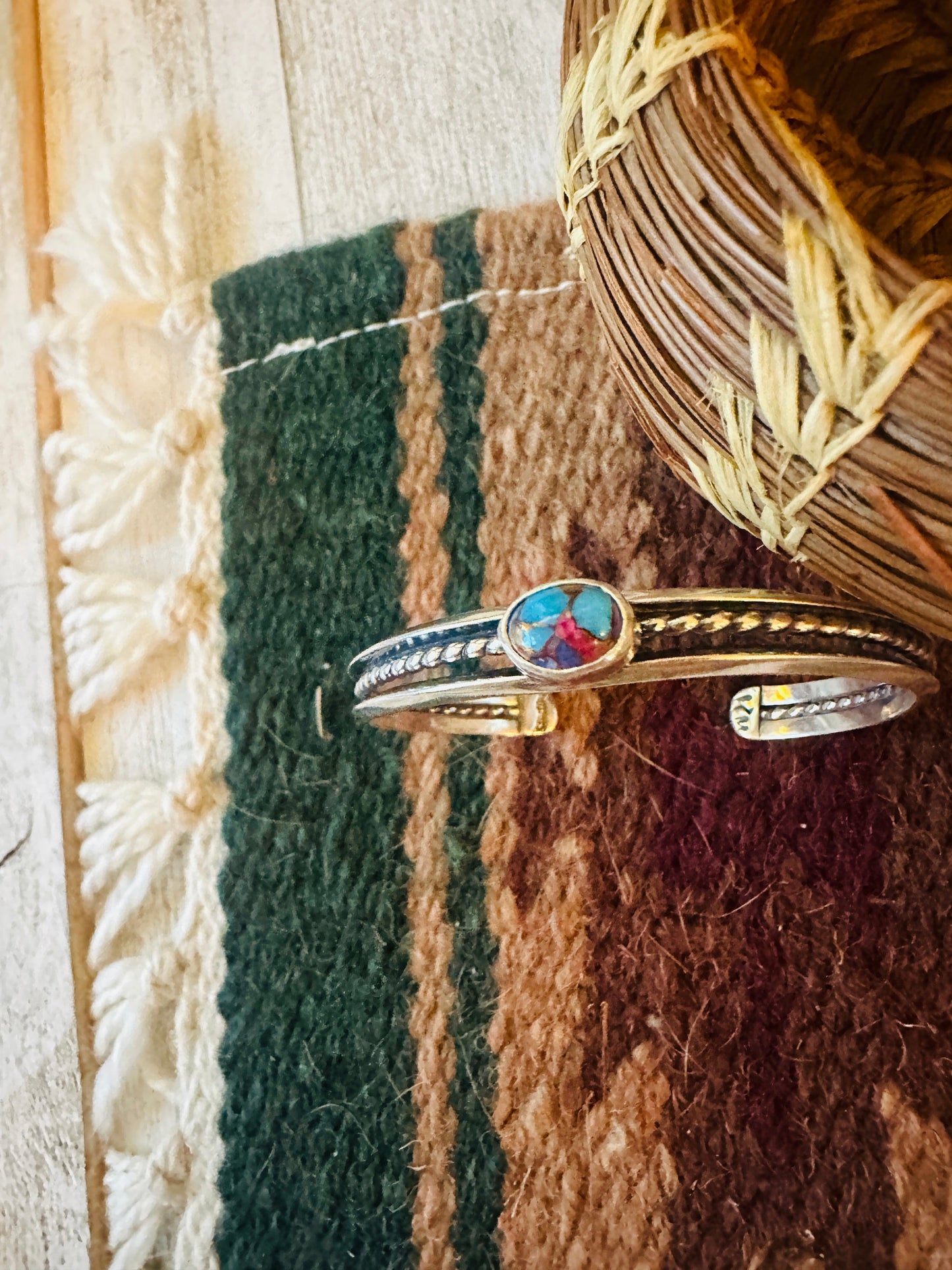 Handcrafted Pink Dream Mojave & Sterling Silver Cuff Bracelet