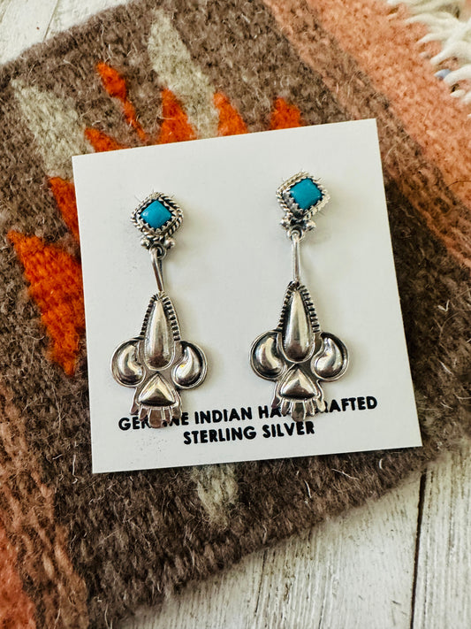 Handcrafted Turquoise & Sterling Silver Dangle Earrings