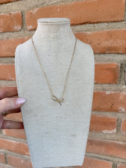“The Golden Collection”  BOW NECKLACE Handmade 18k Gold Plated Necklace