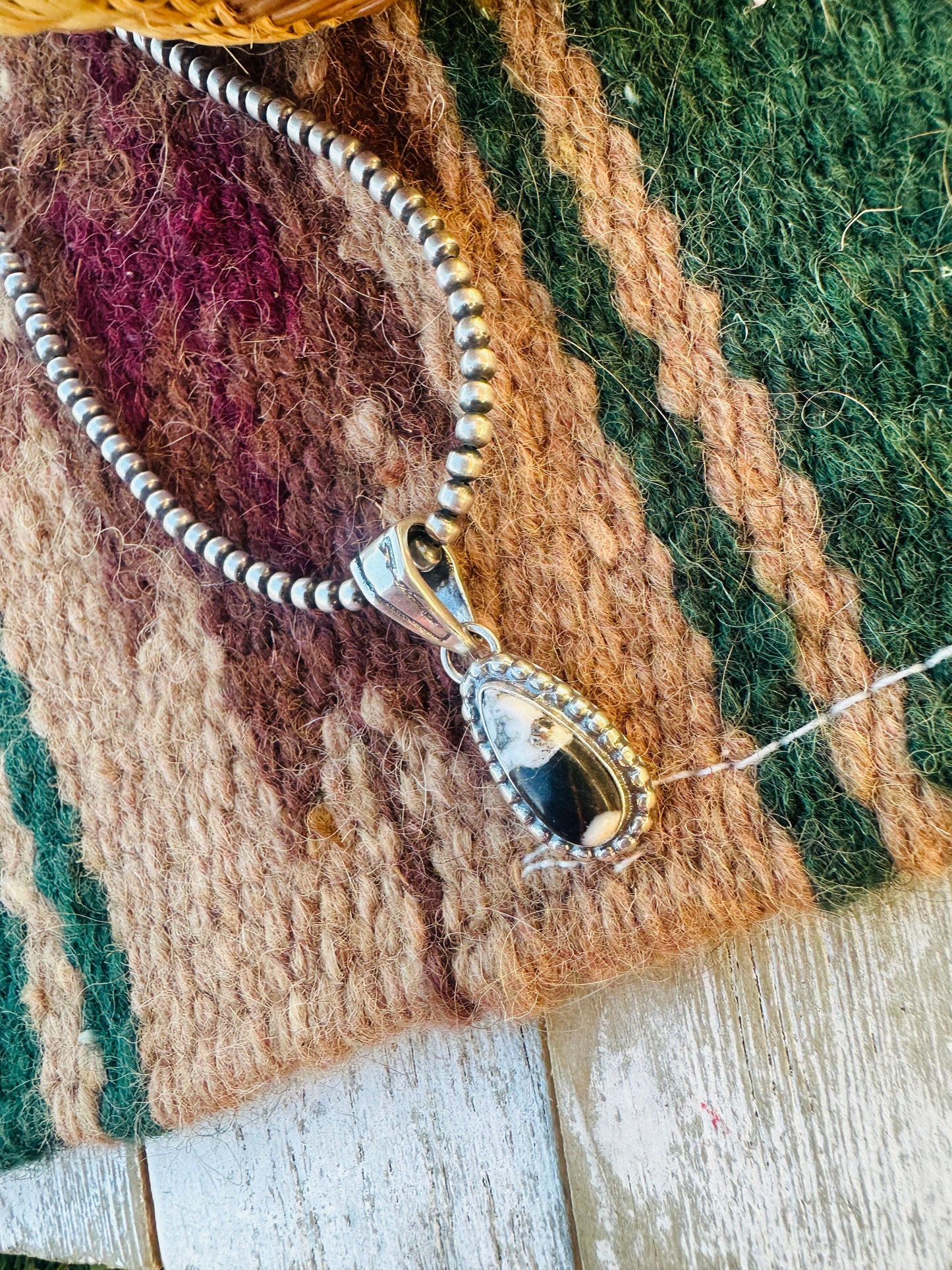 Handcrafted Sterling Silver & White Buffalo Pendant