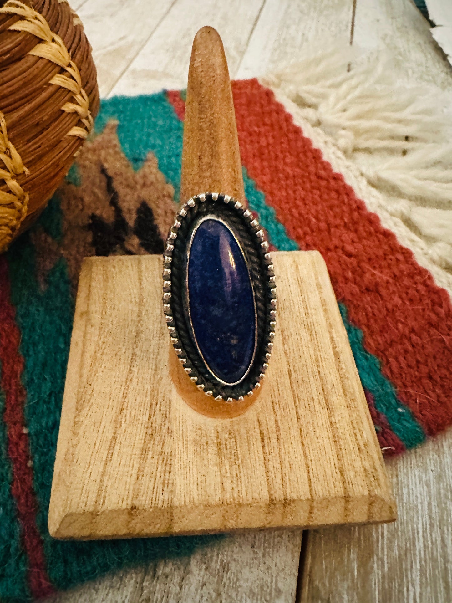 Navajo Sterling Silver & Lapis Adjustable Ring