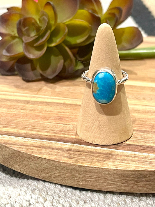 Handcrafted Turquoise & Sterling Silver Ring Size 7.25