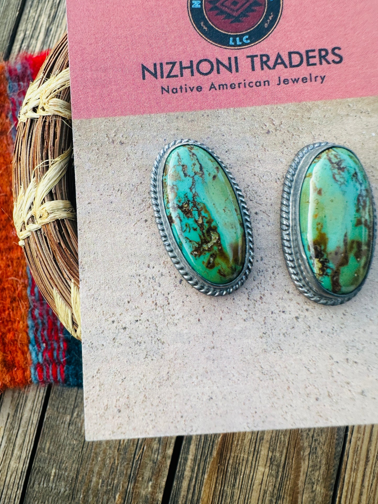 Handcrafted Sterling Silver & Royston Turquoise Post Earrings