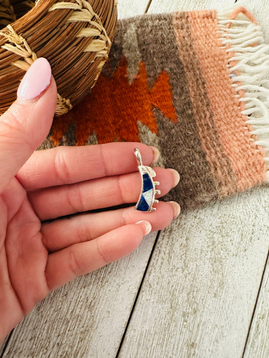 Handcrafted Lapis, Opal & Sterling Silver Inlay Pendant