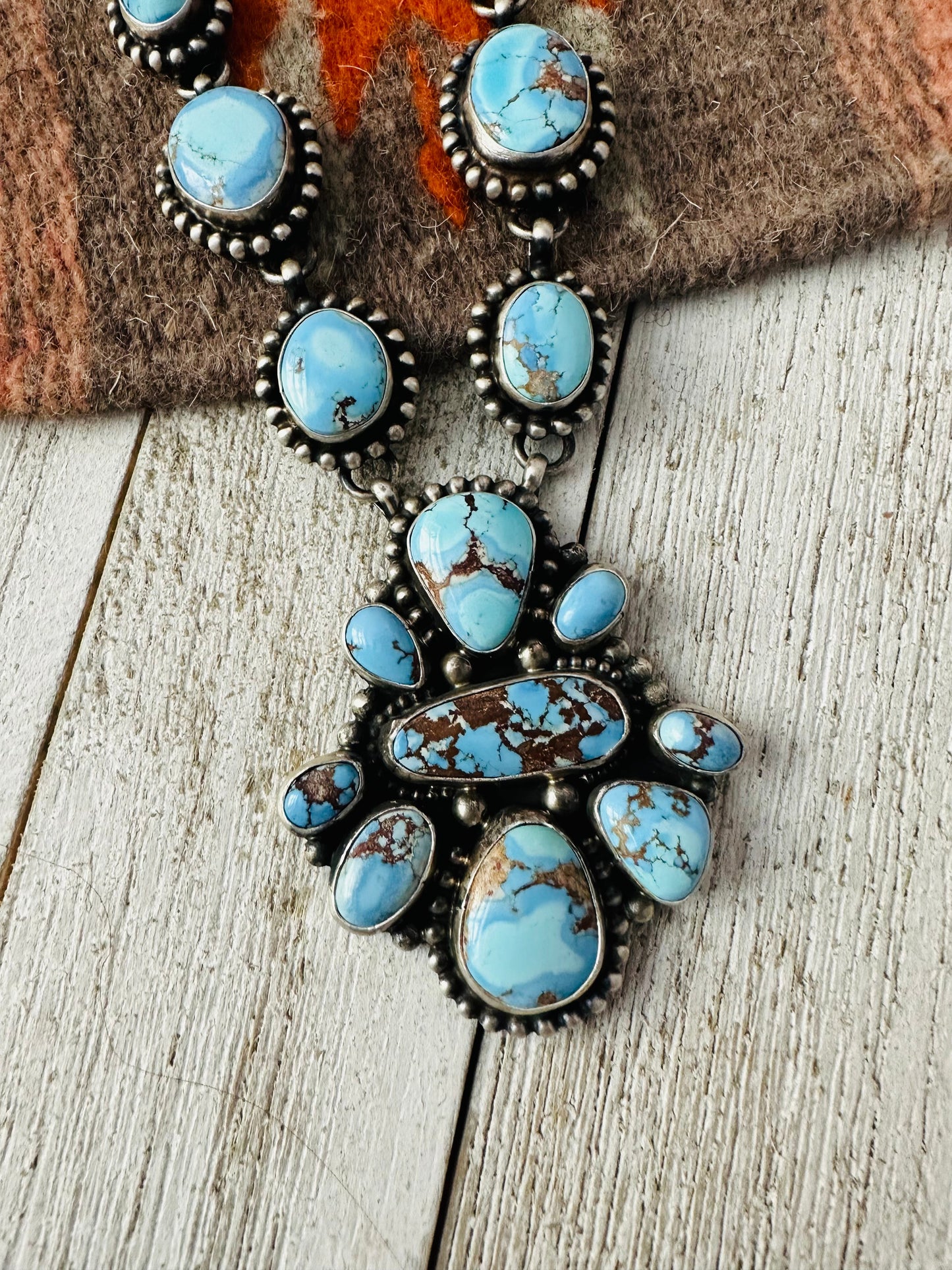 Handcrafted Golden Hills Turquoise & Sterling Silver Necklace Set by Sheila Becenti