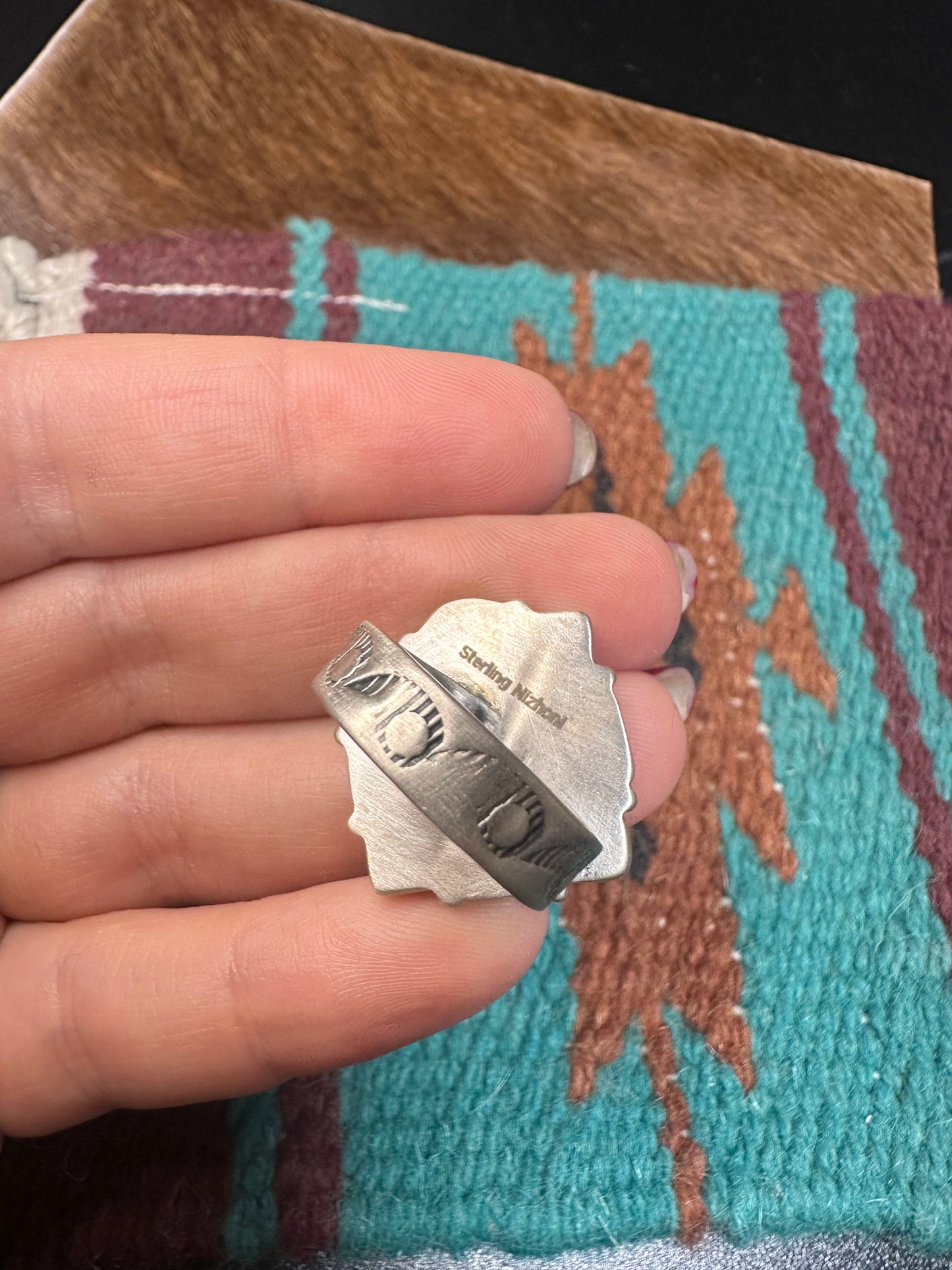 Nizhoni Handmade Palomino Turquoise Sterling Silver Adjustable Ring