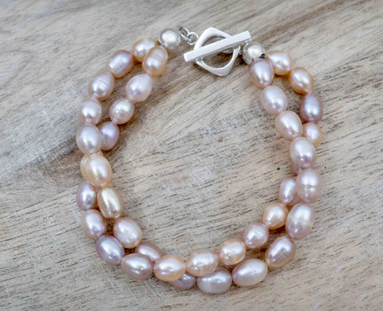 Double Strand Rose Pink Pearl Bracelet