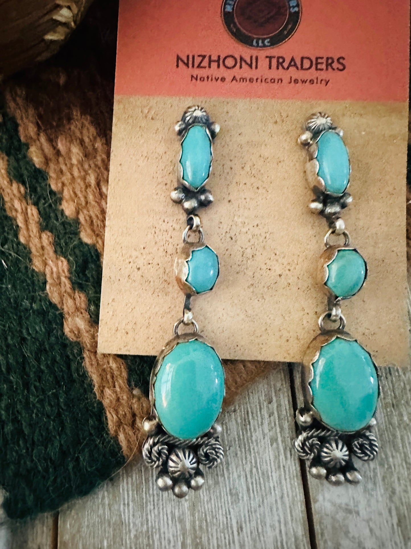 Handcrafted Sterling Silver & Turquoise Dangle Earrings