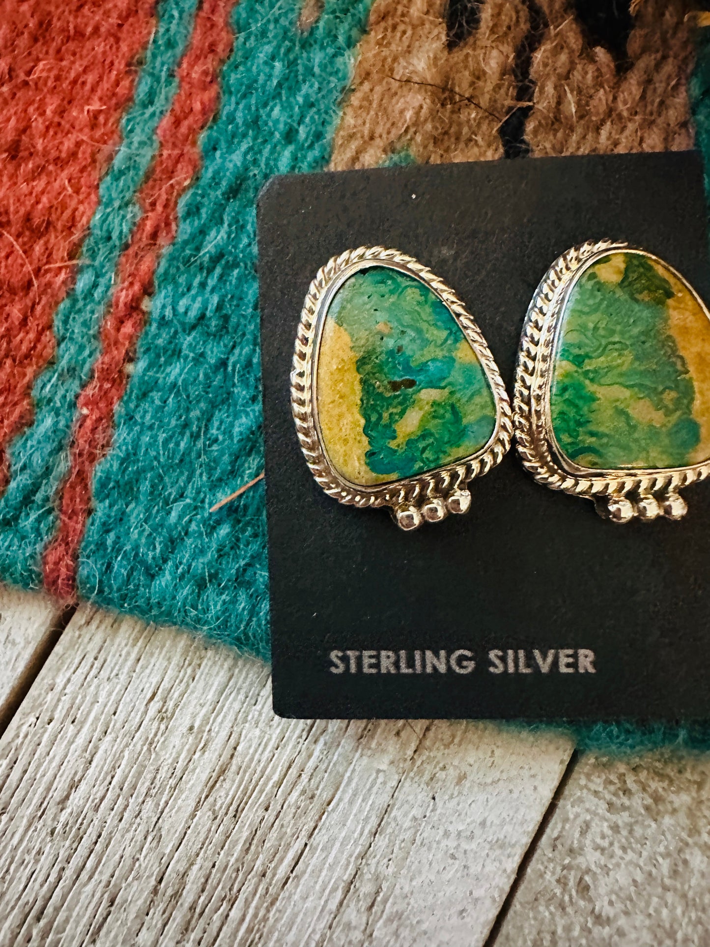 Handcrafted Turquoise & Sterling Silver Post Earrings