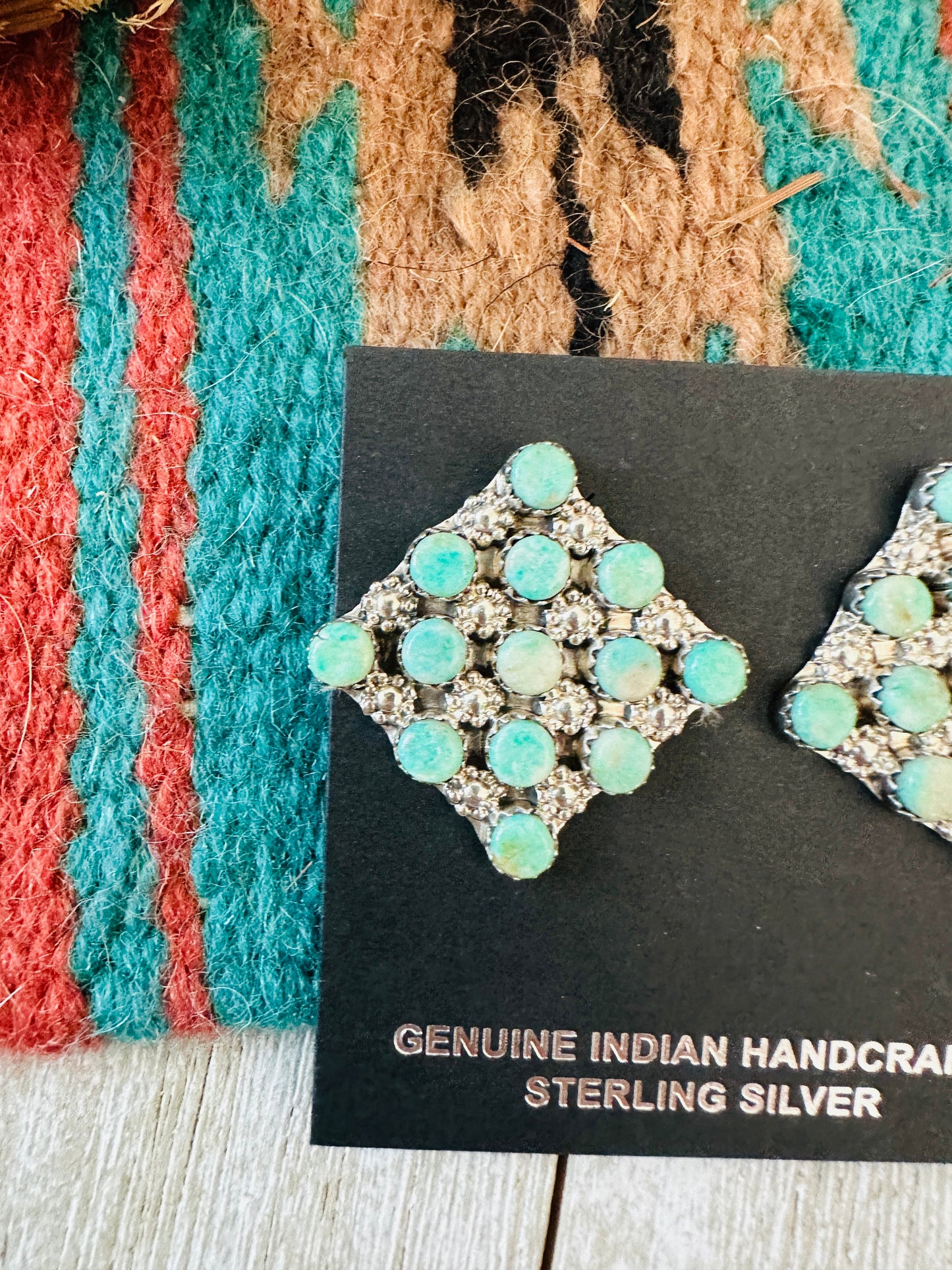 Handcrafted Sterling Silver & Turquoise Cluster Post Earrings