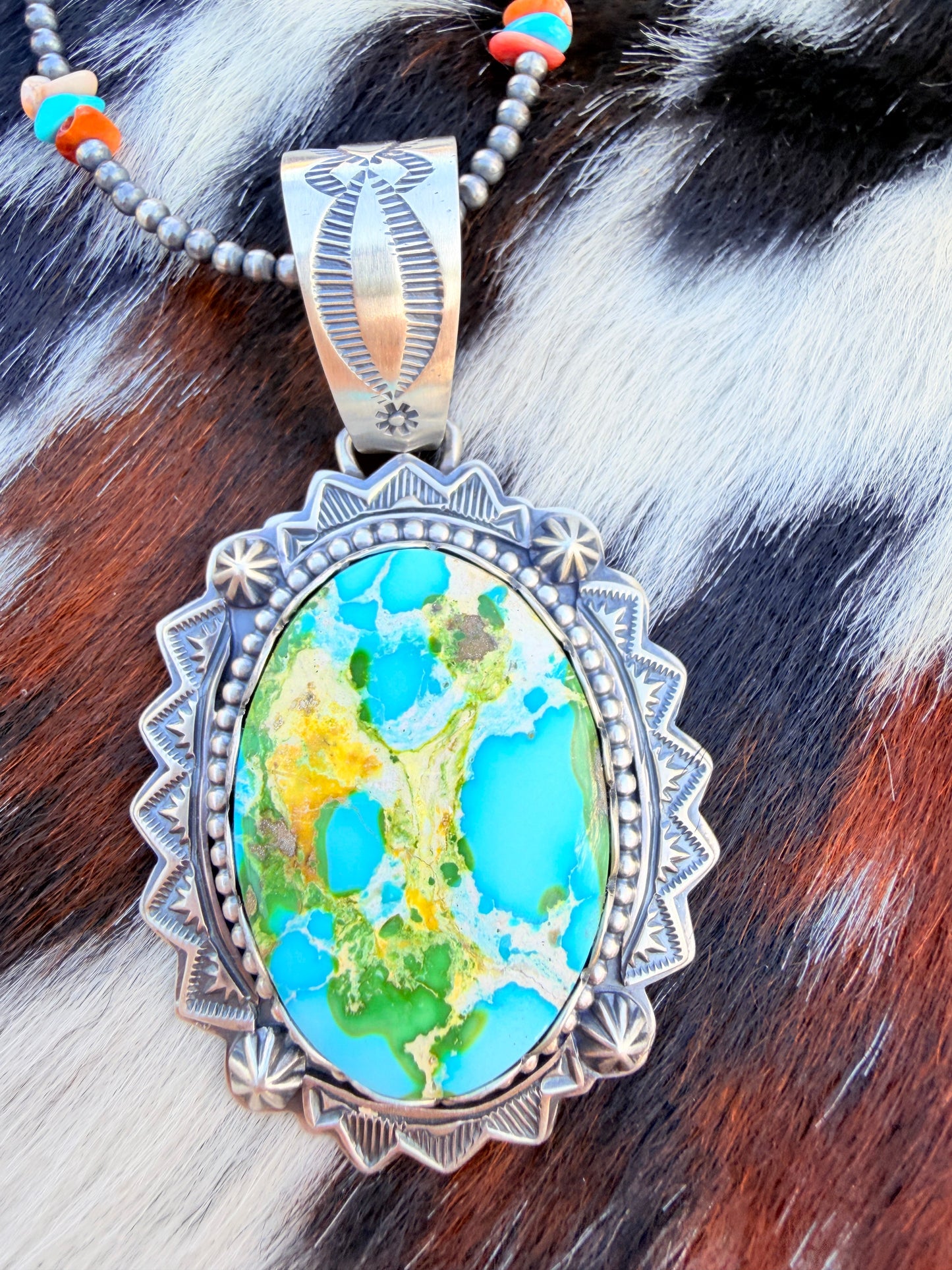 Handcrafted Sterling Silver and Sonoran Mountain Turquoise Pendant by Randy Boyd