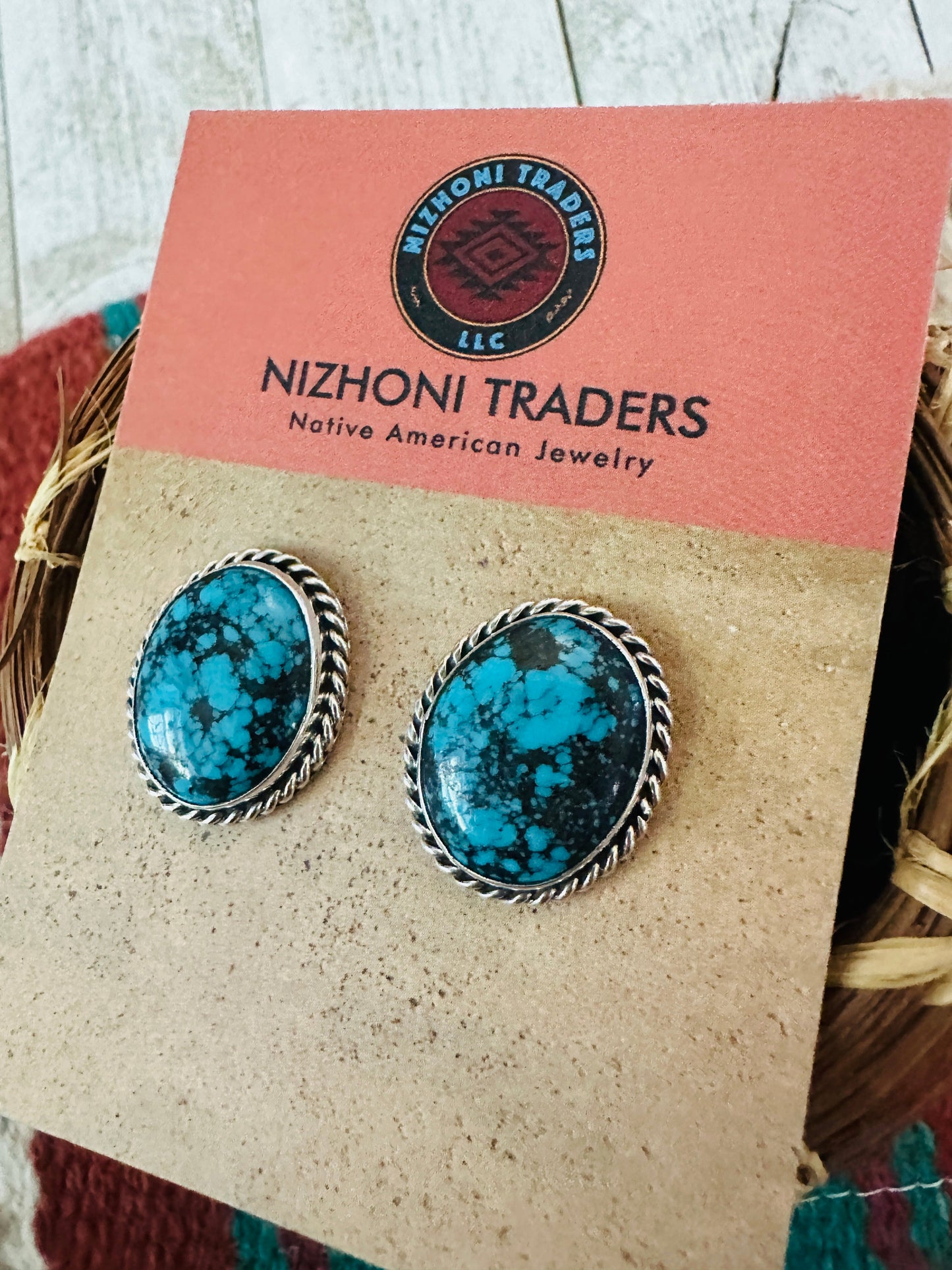 Handcrafted Turquoise & Sterling Silver Post Earrings