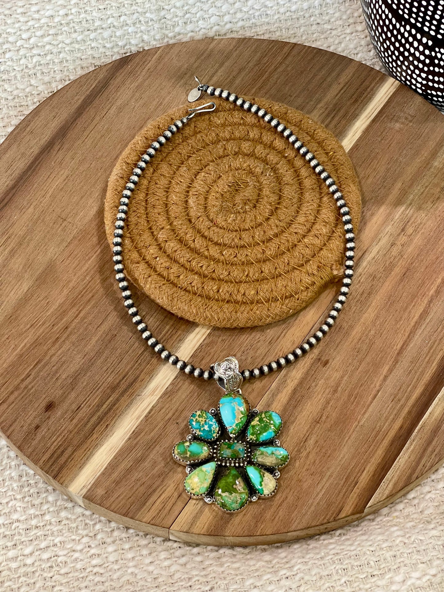 Gorgeous Handmade Sterling Silver & Sonoran Mountain Turquoise Cluster Pendant