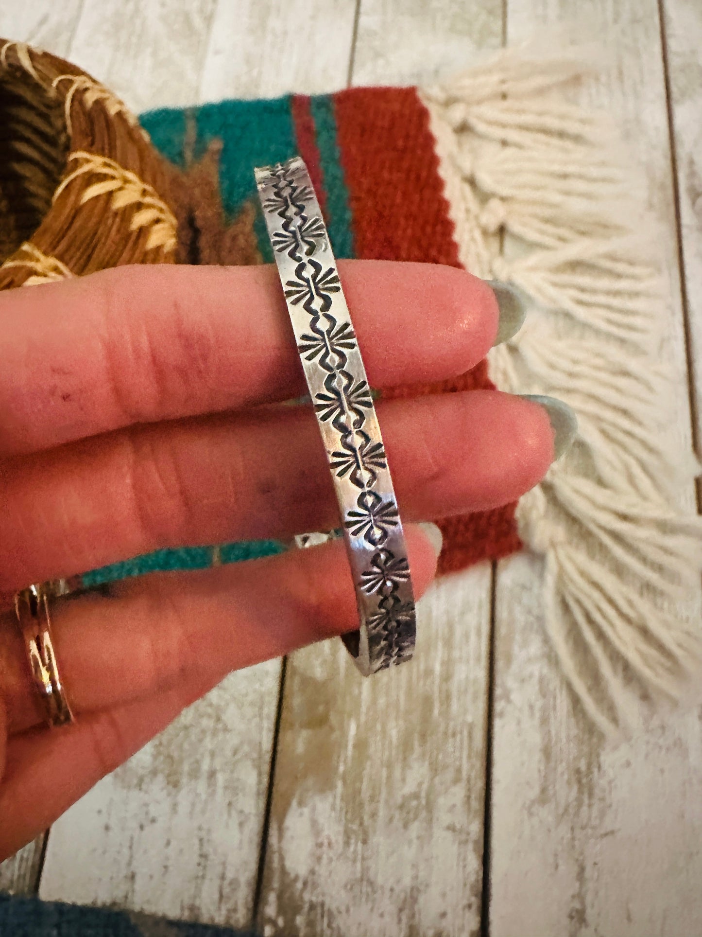 Handcrafted Orange Spiny & Sterling Silver Floating Cuff Bracelet /