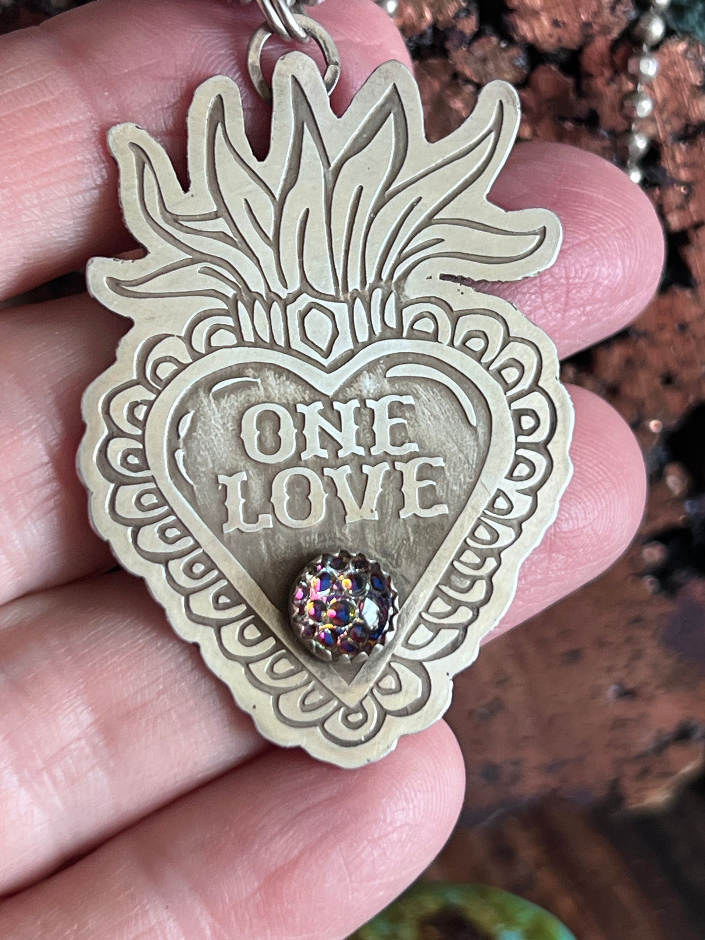 Tularosa Sterling Silver ‘One Love’ Sacred Heart Necklace