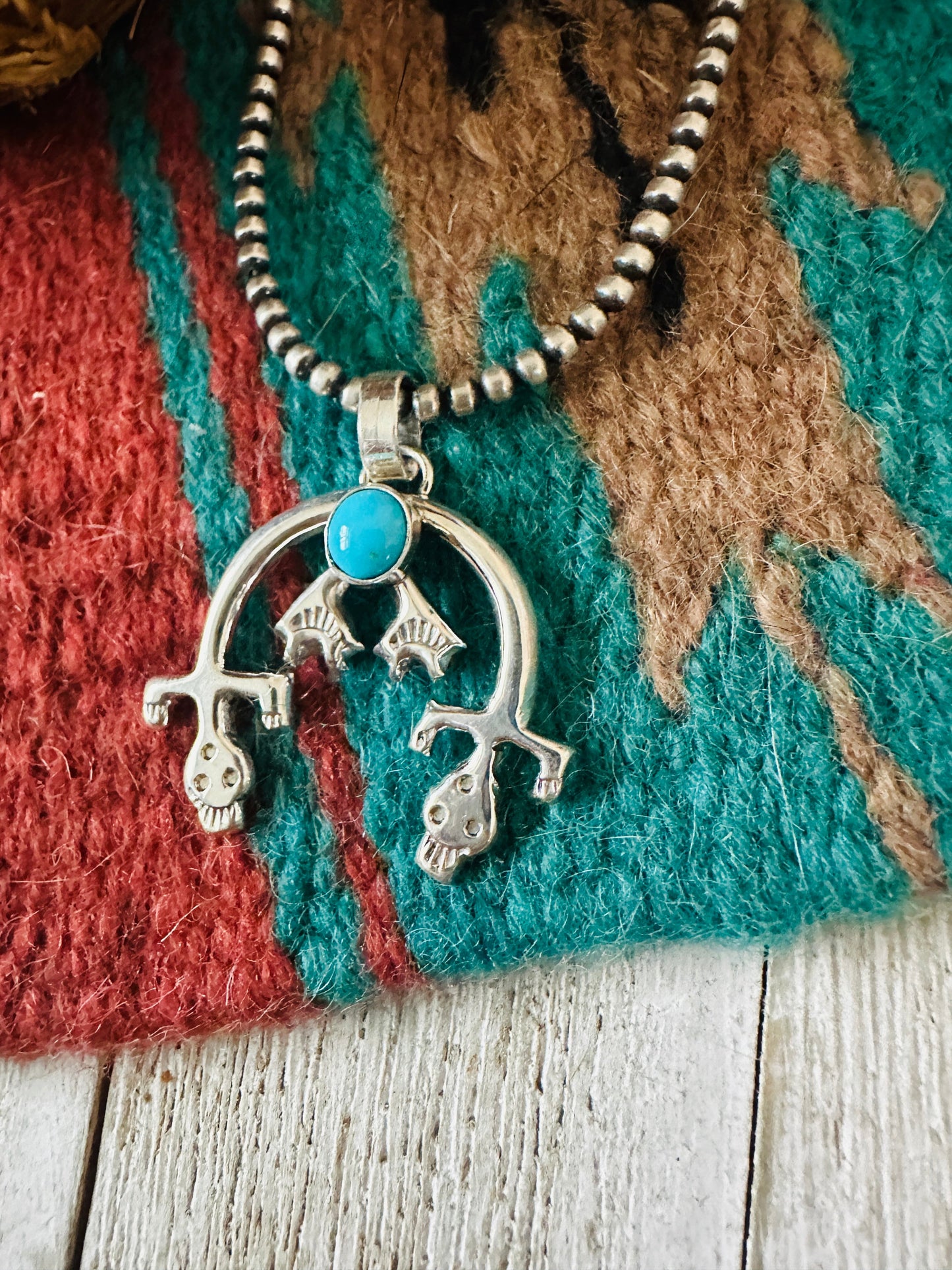 Handcrafted Sterling Silver & Turquoise Naja Pendant