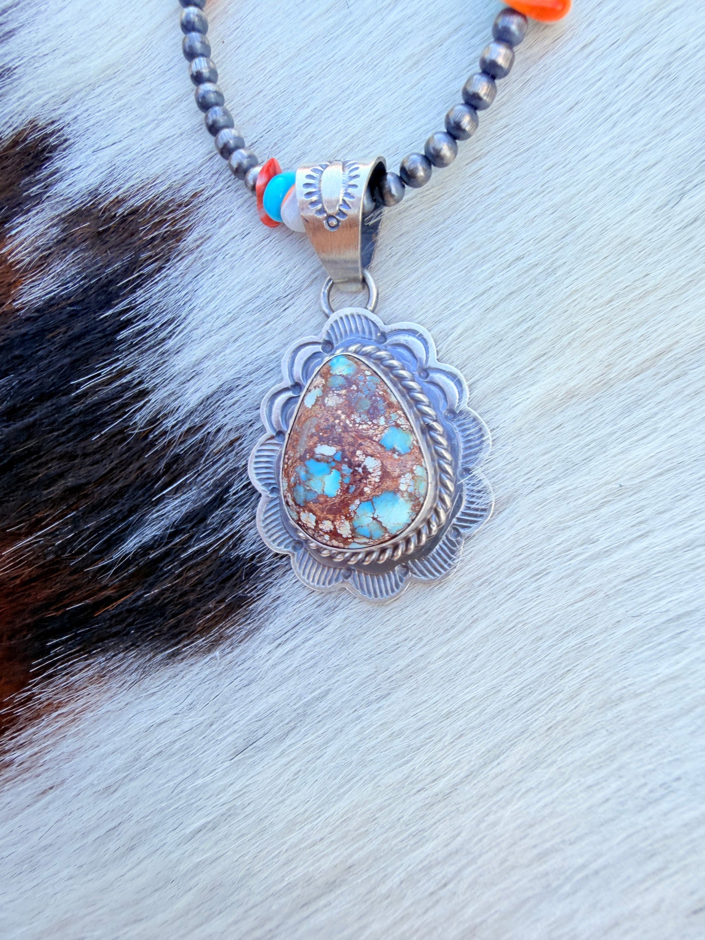 Handcrafted Sterling Silver & Golden Hills Turquoise Pendant by David Skeets