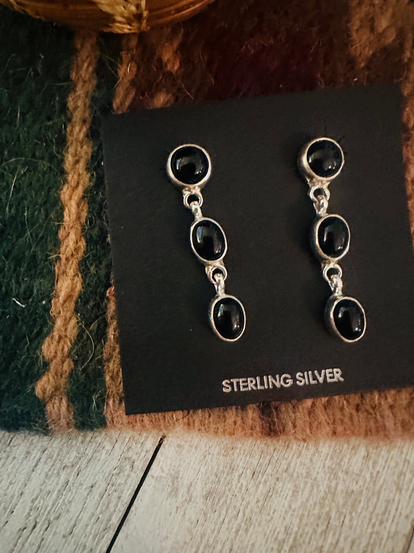 Handcrafted Onyx & Sterling Silver Dangle Earrings