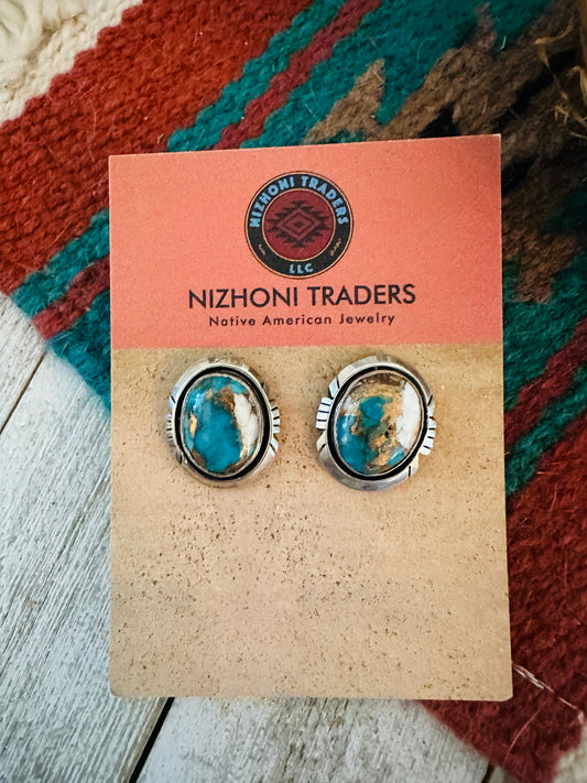 Handcrafted Spice & Sterling Silver Post Earrings