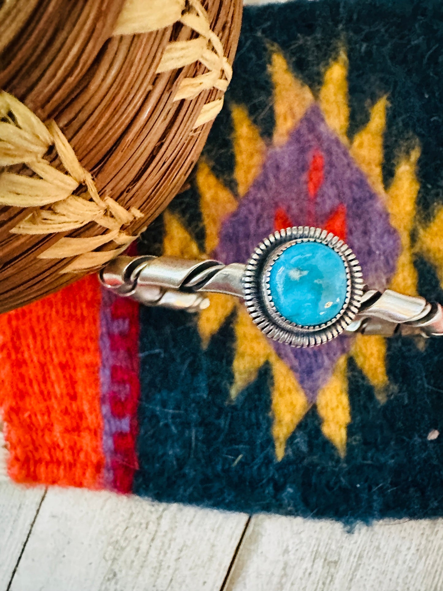 Handcrafted Sterling Silver & Kingman Turquoise Cuff Bracelet
