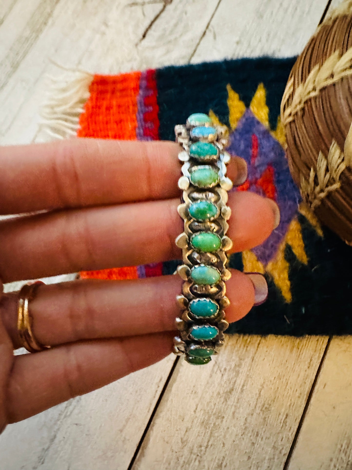 Navajo Sterling Silver & Turquoise Cuff Bracelet