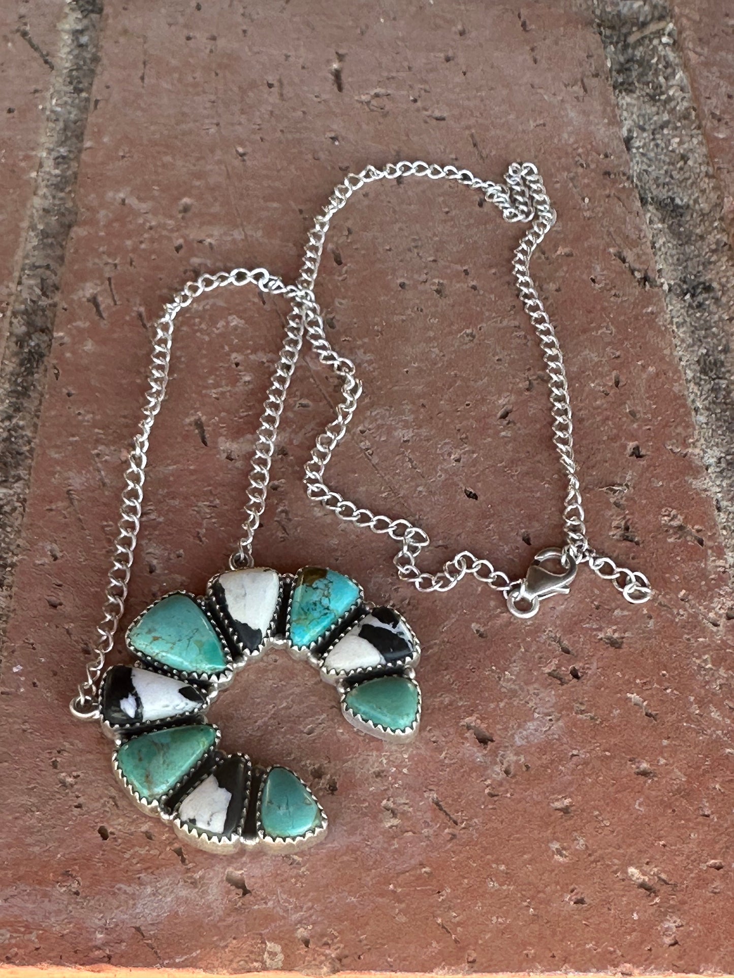 Handmade Sterling Silver Turquoise & White Buffalo Naja Necklace