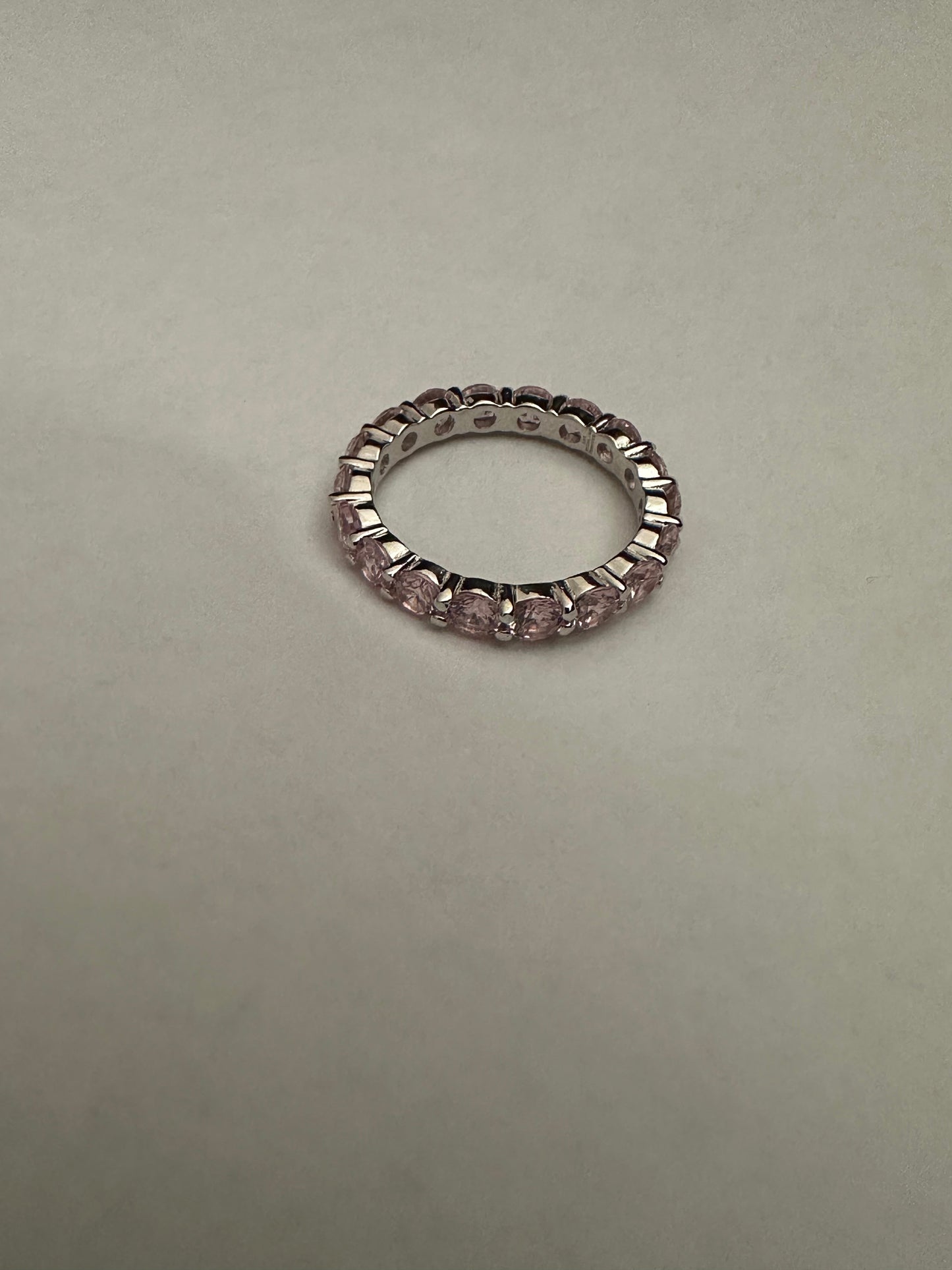 Sterling Silver Light Pink CZ Eternity Band Ring