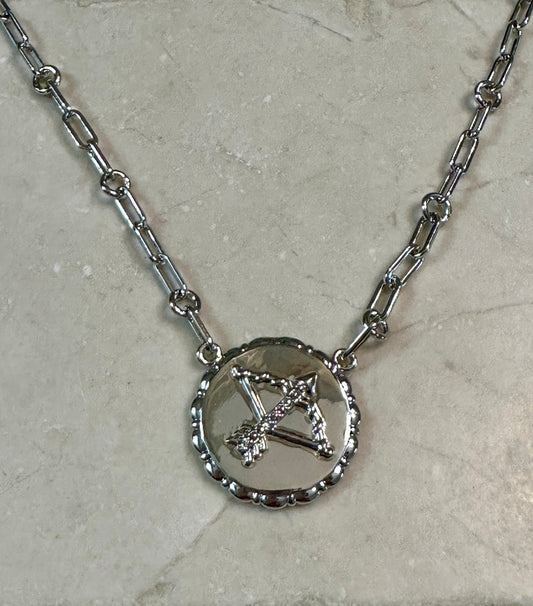Bold CZ Zodiac Link Sagittarius Necklace