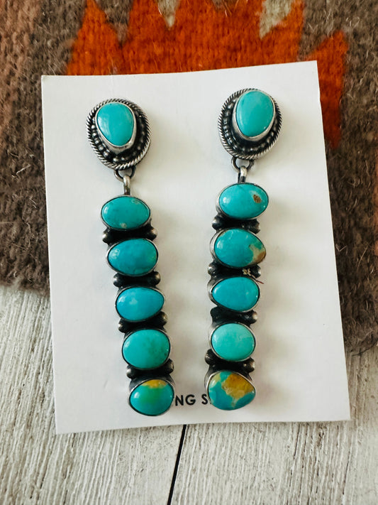 Handcrafted Turquoise & Sterling Silver Dangle Earrings