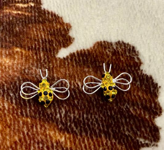 Bumble Bee CZ Sterling Silver Earrings