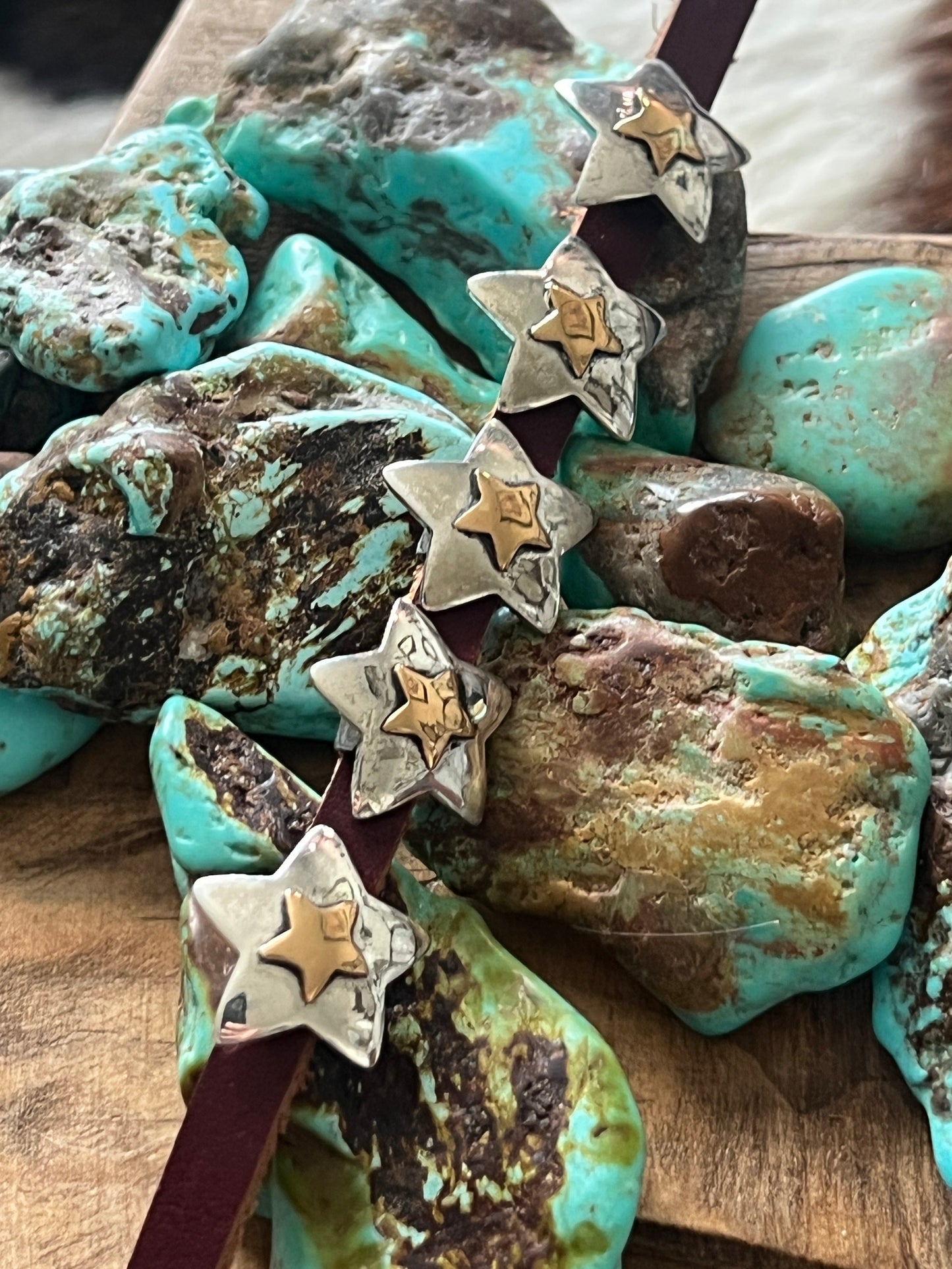 Sterling Silver and Brass Concho Slide, Shooting Star