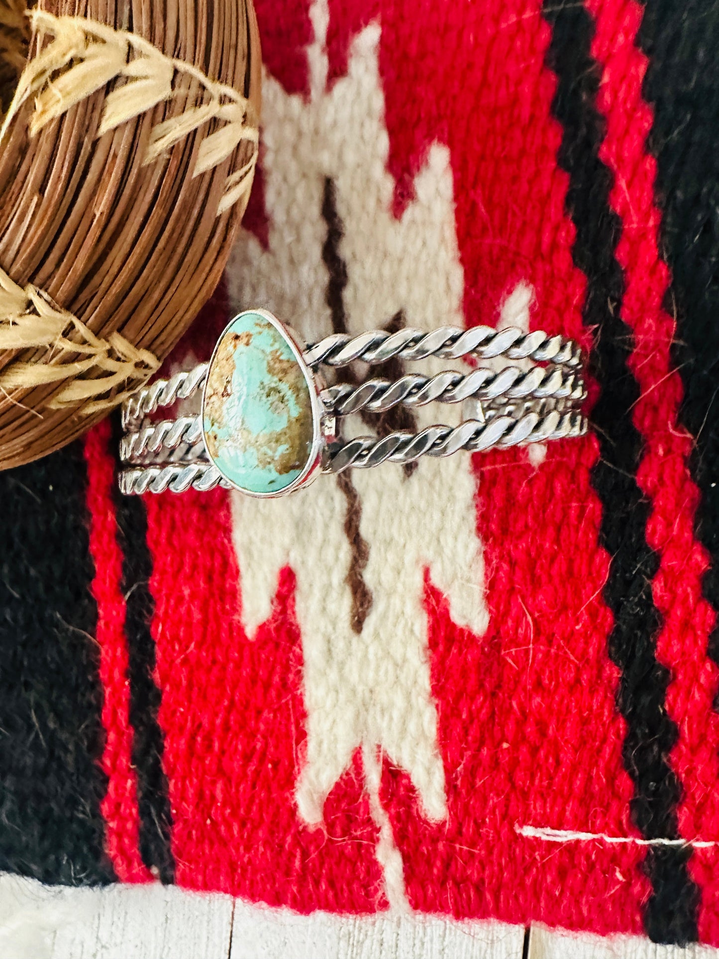 Handcrafted Royston Turquoise & Sterling Silver Cuff Bracelet