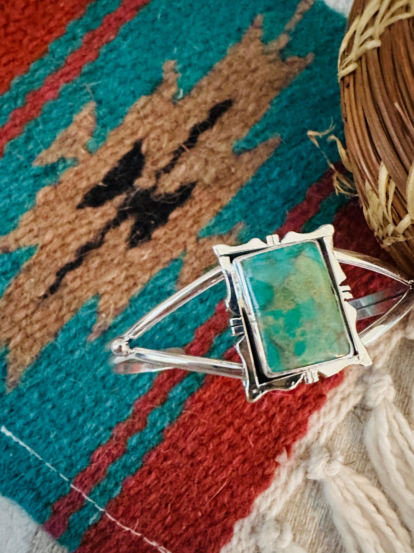 Handcrafted Sterling Silver & Turquoise Shadowbox Cuff Bracelet