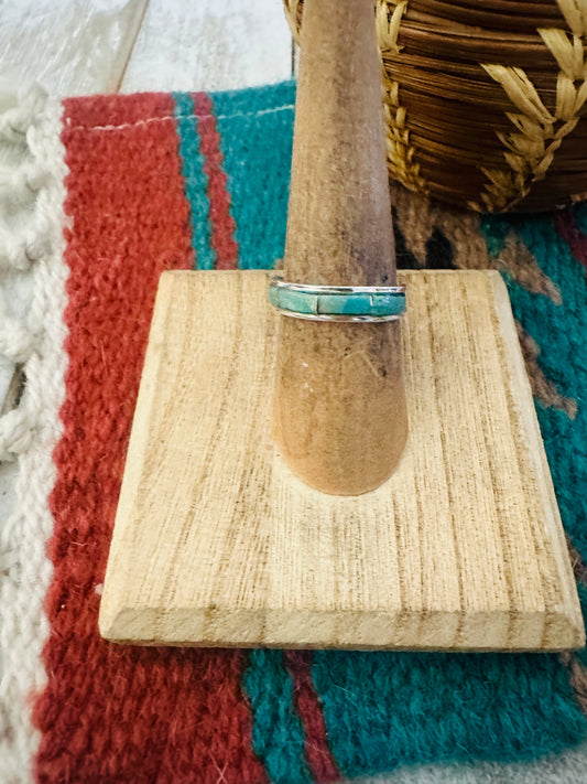 Handcrafted Sterling Silver & Turquoise Inlay Band Ring
