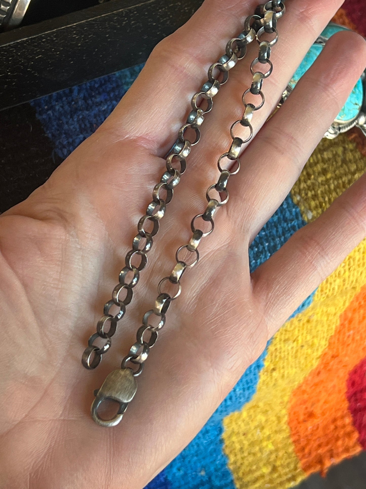 Massive Handcrafted Sterling Silver and Sonoran Mountain Turquoise Statement Necklace with Earrings by Talila Benally