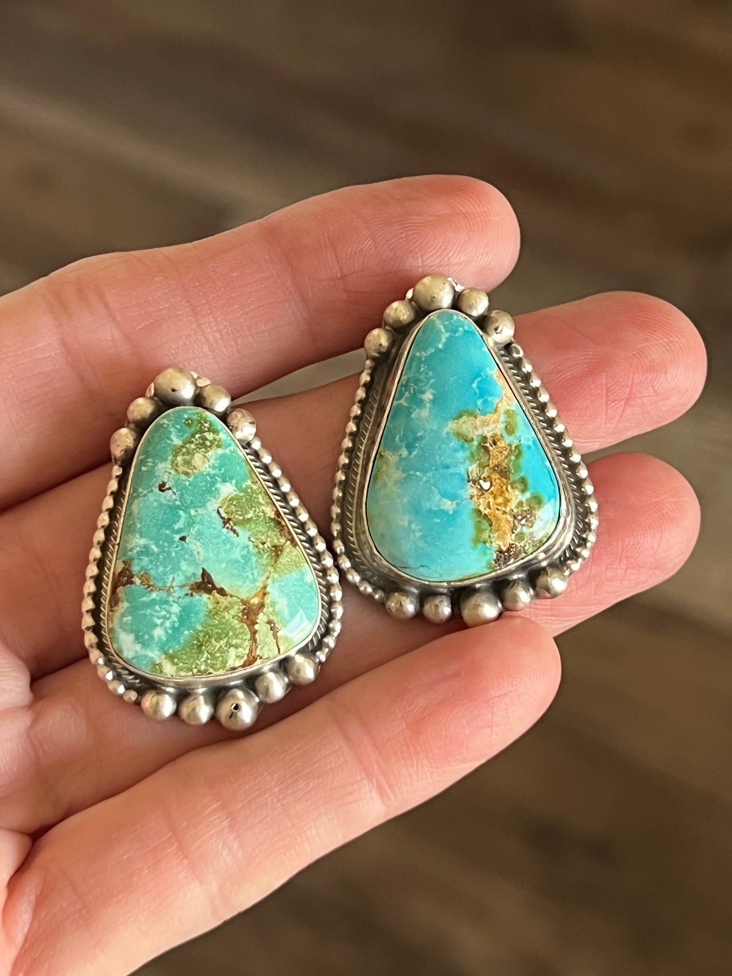 Massive Handcrafted Sterling Silver and Sonoran Mountain Turquoise Statement Necklace with Earrings by Talila Benally