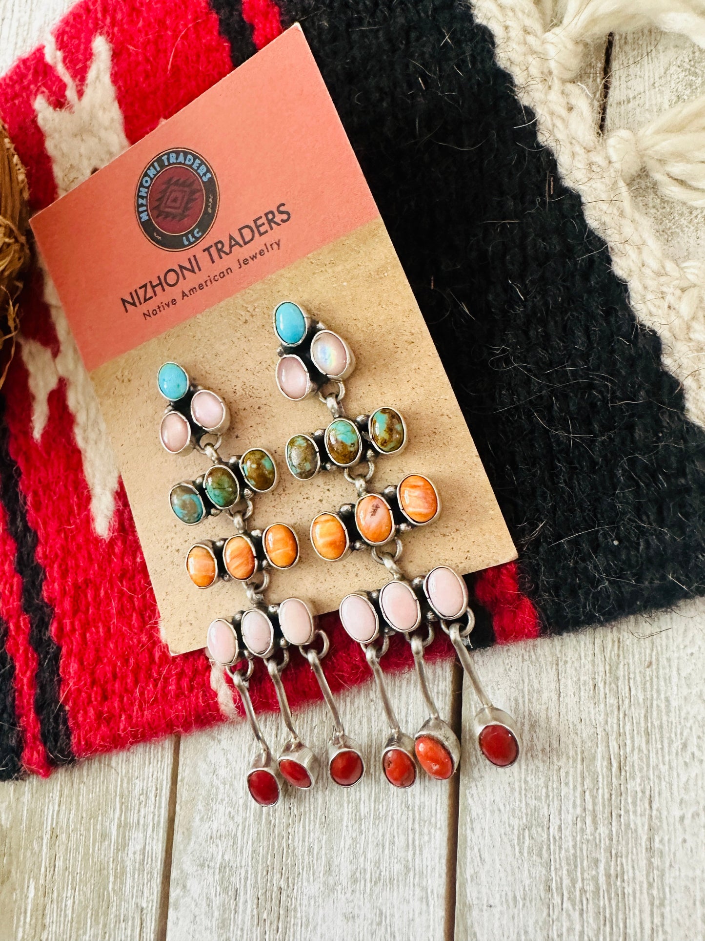 Handcrafted Multi Stone & Sterling Silver Chandelier Dangle Earrings by Marcella James