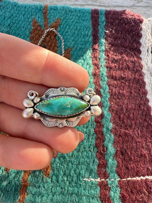 Handmade Sterling Silver & Sonoran Mountain Turquoise Single Stone Necklace