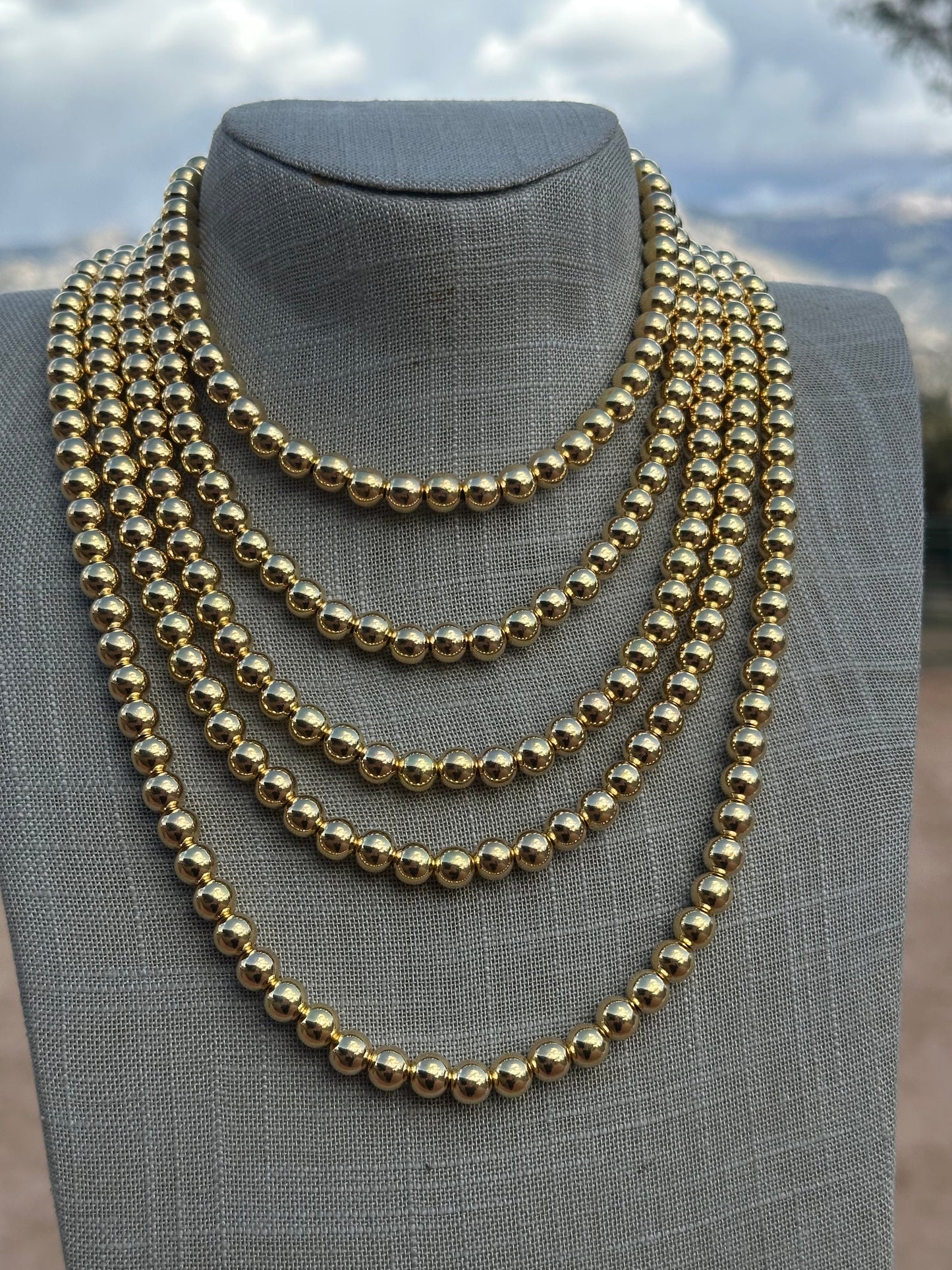 Handcrafted 14kt Gold Overlay & Sterling Silver Beaded 8mm Necklace
