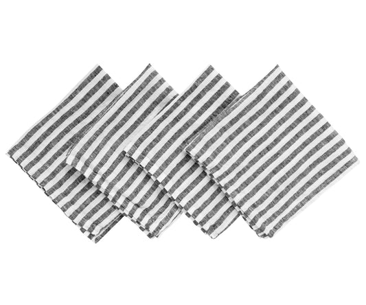 Smooth Linen Napkins - Amalfi Stripe Napkins Set of 4