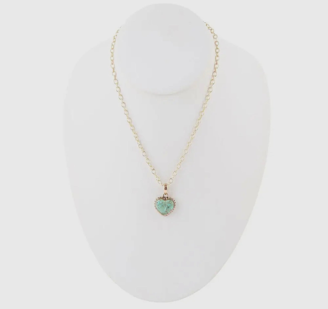 “The Golden Collection” THE HEART Handmade Turquoise Gold Plated Necklace
