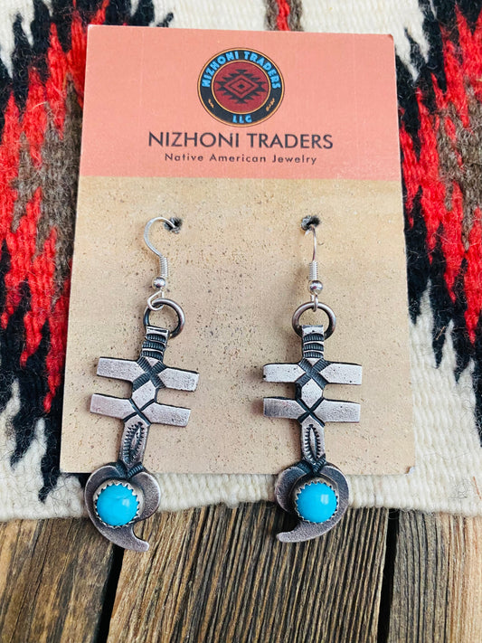 Handcrafted Turquoise & Sterling Silver Dangle Earrings By Kevin Billah