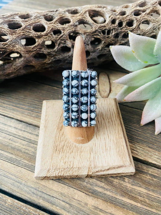 Handcrafted Sterling Silver & White Buffalo Snake Eye Ring