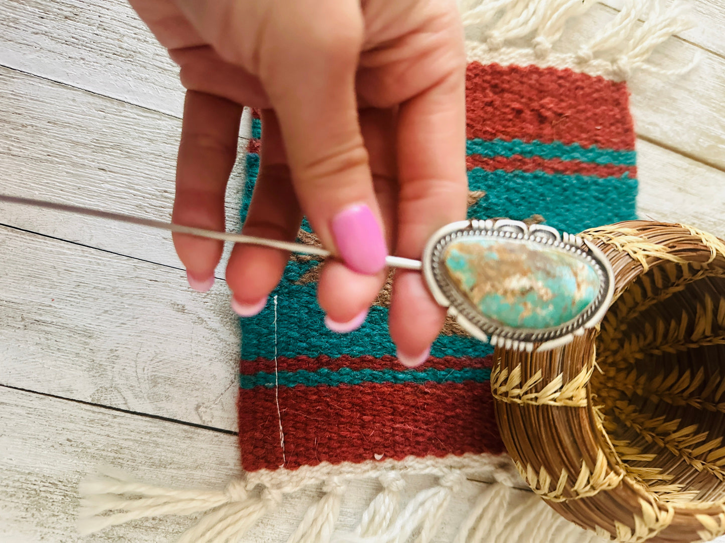 Handcrafted Turquoise & Sterling Silver Hair Pin
