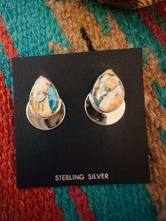 Handcrafted Spice & Sterling Silver Post Earrings